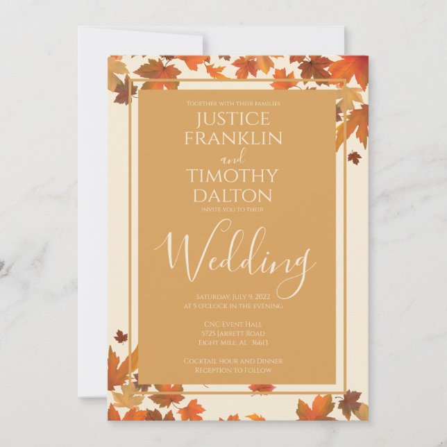 Traditional Fall Elegant wedding invitation (Front)