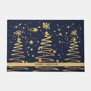 Traditional family favourite luxurious gold blue doormat