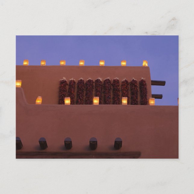 Traditional farolitos light up adobe structures postcard (Front)