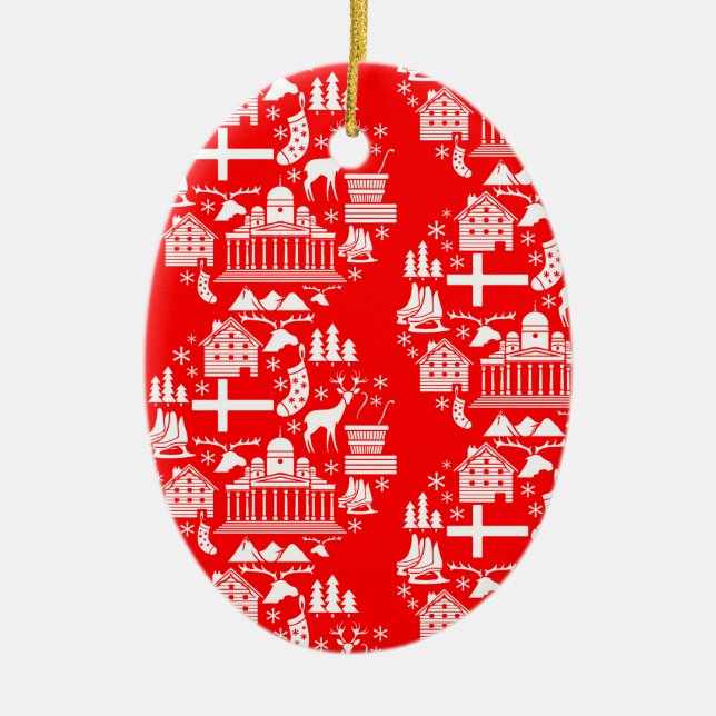 Traditional Finnish Christmas Decor Ceramic Ornament (Front)