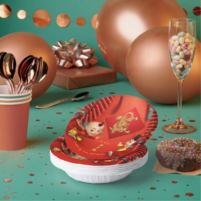 Traditional firecrackers Chinese Dragon Year PPB Paper Plate (Multi)