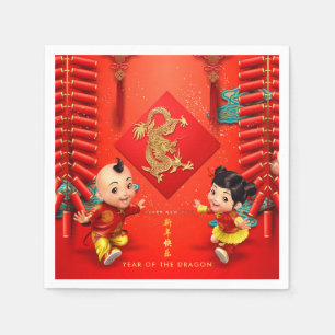 Traditional firecrackers Chinese Dragon Year PPN Napkin