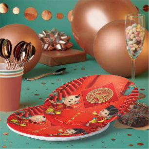 Traditional firecrackers Chinese Horse Year PPP Paper Plate
