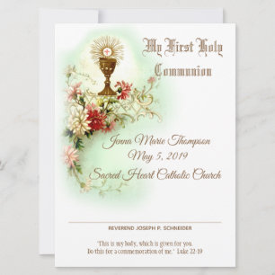 Traditional First Holy Communion Certificate Holiday Card