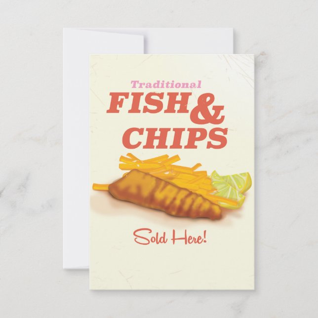 Traditional fish and Chips vintage print Invitation (Front)