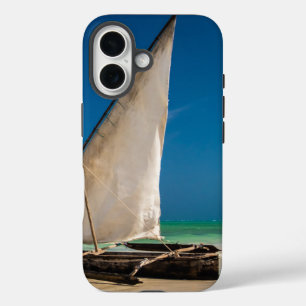 Traditional fishing boat on the beach iPhone 16 case