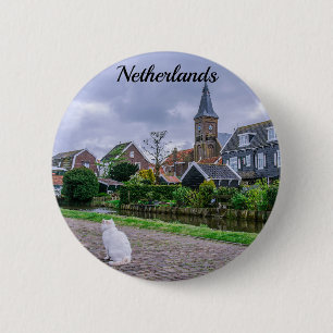Traditional fishing village Marken in Netherlands 6 Cm Round Badge