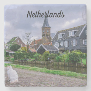 Traditional fishing village Marken in Netherlands  Stone Coaster