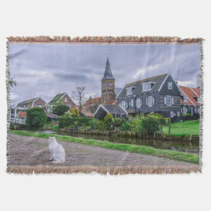 Traditional fishing village Marken in Netherlands Throw Blanket