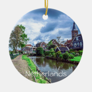 Traditional fishing village Marken, Netherlands Ceramic Ornament