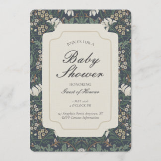 Traditional Floral Arts and Crafts Baby Shower Invitation