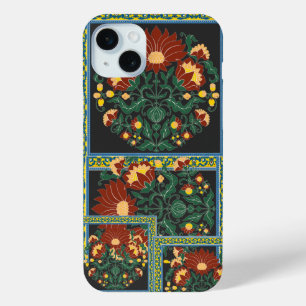 Traditional Floral Folk Art Botanical Pattern with iPhone 15 Mini Case