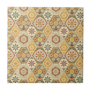 Traditional Floral Mediterranean Majolica Pattern Ceramic Tile