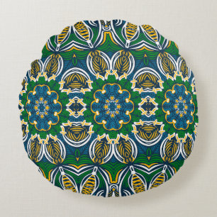 Traditional floral ornament, seamless pattern with round cushion