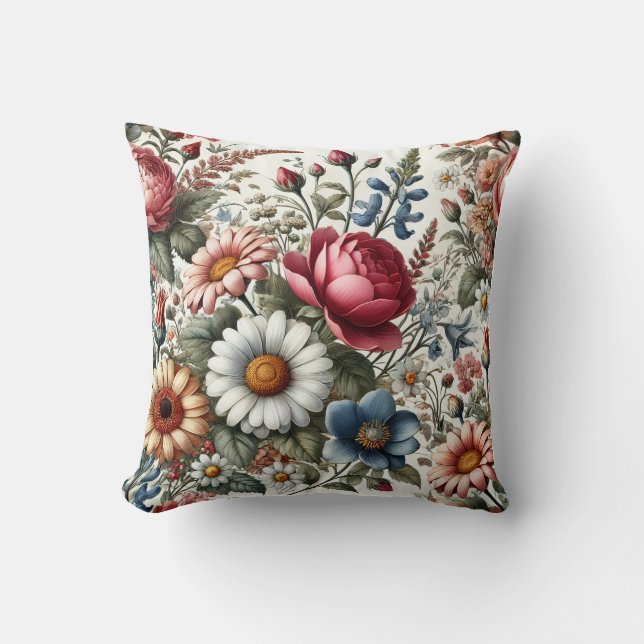 Traditional floral throw pillows (Front)