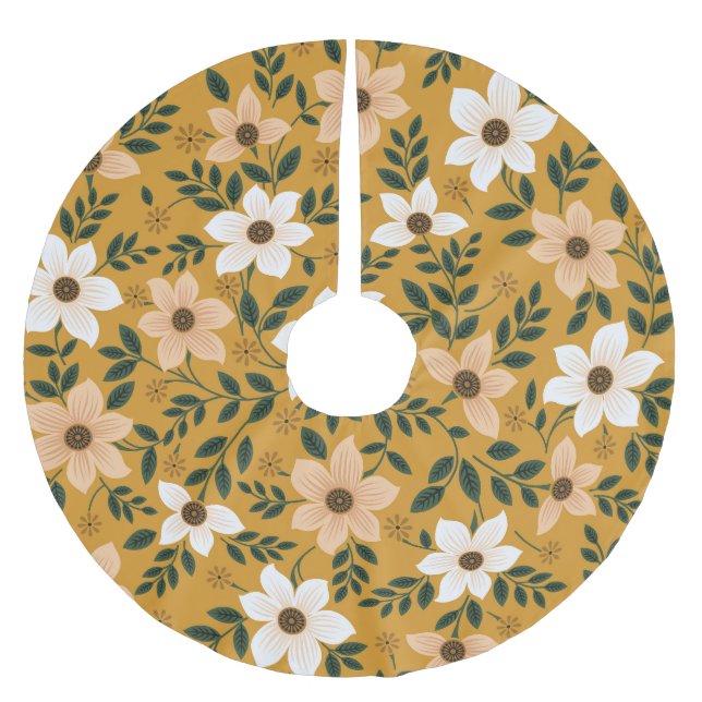 Traditional Flowers: Muster Seamless Pattern Brushed Polyester Tree Skirt (Front)