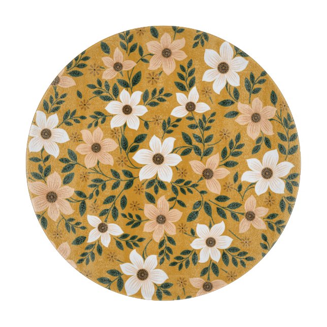 Traditional Flowers: Muster Seamless Pattern Cutting Board (Front)