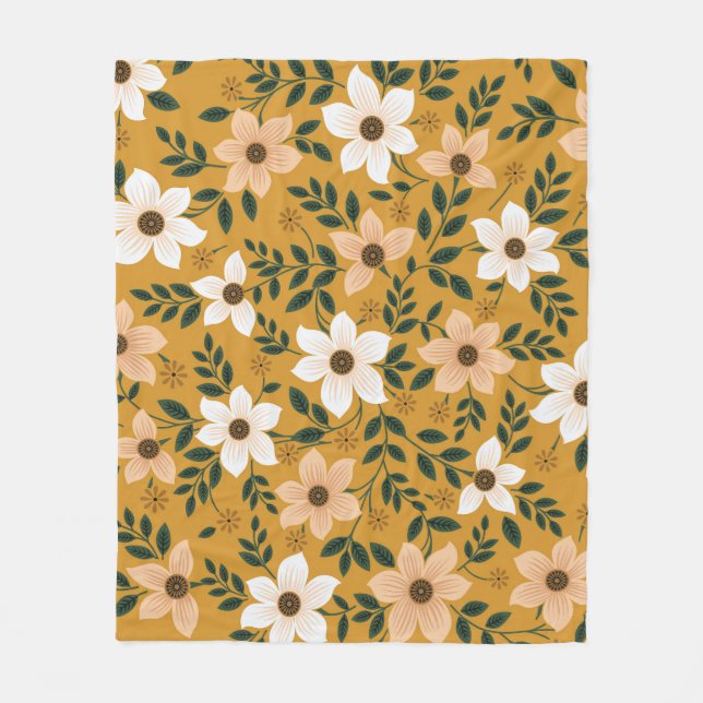 Traditional Flowers: Muster Seamless Pattern Fleece Blanket (Front)