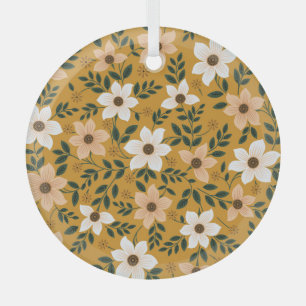 Traditional Flowers: Muster Seamless Pattern Glass Tree Decoration