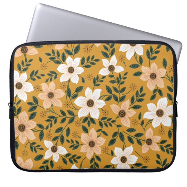 Traditional Flowers: Muster Seamless Pattern Laptop Sleeve (Front)