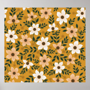 Traditional Flowers: Muster Seamless Pattern Poster