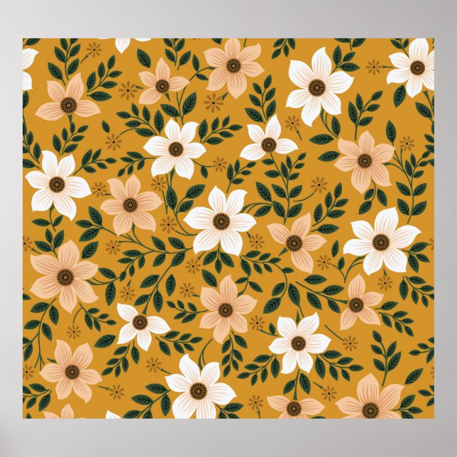 Traditional Flowers: Muster Seamless Pattern Poster (Front)
