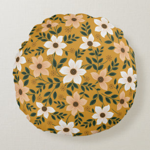 Traditional Flowers: Muster Seamless Pattern Round Cushion