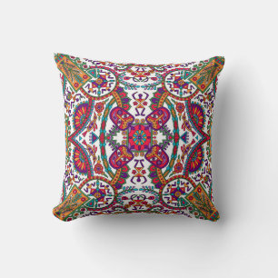 Traditional Folk Art Allover Designart, ethnic, ba Cushion