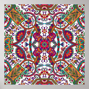 Traditional Folk Art Designart,ethnic,background,c Poster