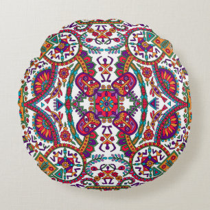 Traditional Folk Art Designart,ethnic,background,c Round Cushion
