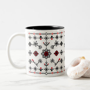 Traditional Folk Embroidery Pattern   Heritage Cof Two-Tone Coffee Mug