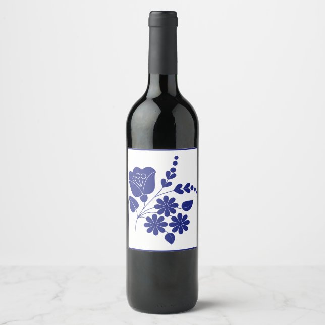 Traditional Folk Pattern Wine Label (Front)