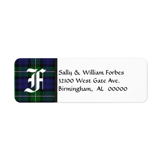 Traditional Forbes Tartan Plaid Monogram Return Address Label