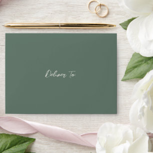 Traditional Forest Green Elegant Wedding Envelope