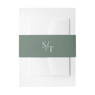 Traditional Forest Green Elegant Wedding Invitation Belly Band
