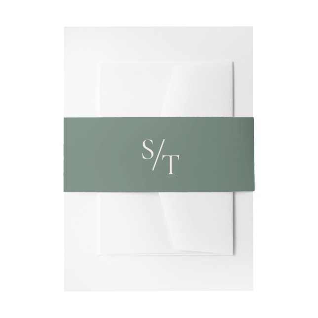 Traditional Forest Green Elegant Wedding Invitation Belly Band (Front Example)