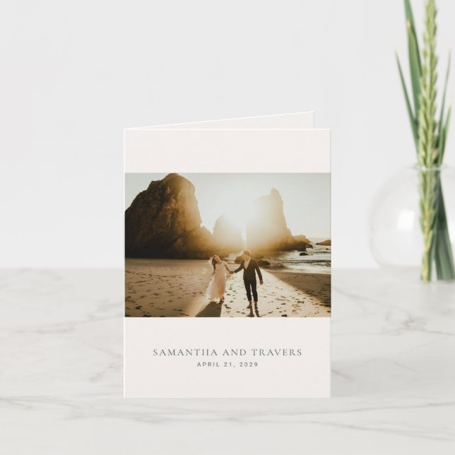 Traditional Forest Green Elegant Wedding Thank You Card (Front)