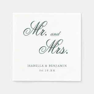 Traditional Forest Green Formal Elegant Wedding Napkin