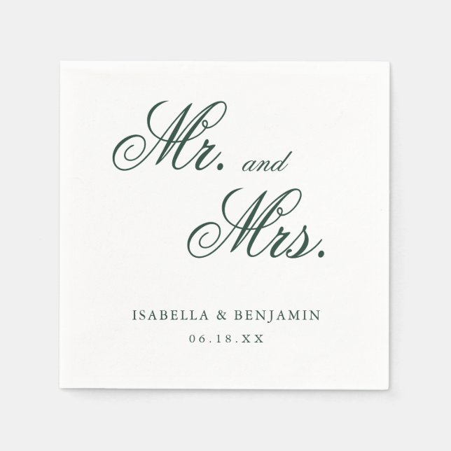 Traditional Forest Green Formal Elegant Wedding Napkin (Front)