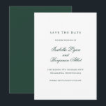 Traditional Forest Green Formal Elegant Wedding Save The Date<br><div class="desc">Elegant non photo Save the Date Card with traditional wording.  Your names are in calligraphy and your details are in a serif font.  All text is forest green over a white background.  This classic style Save the Date without pictures is perfect for a formal wedding.</div>