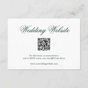 Traditional Forest Green Formal QR Code Wedding Enclosure Card