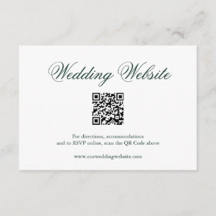Traditional Forest Green QR Code Elegant Wedding Enclosure Card