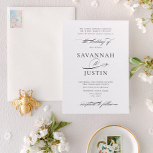 Traditional Formal Black & White Wedding Invitation