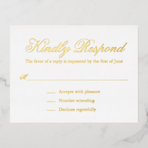 Traditional Formal Elegant Wedding Foil RSVP Card