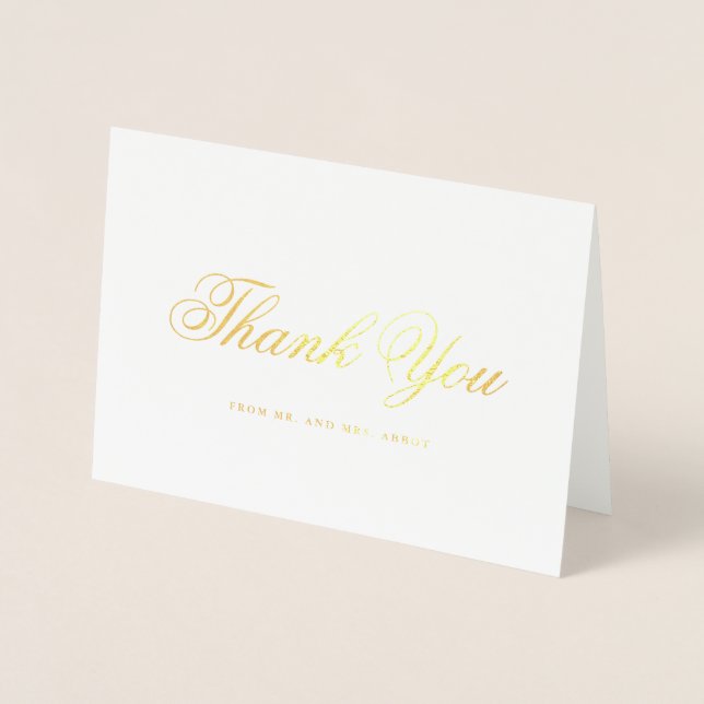 Traditional Formal Photo Elegant Wedding Thank You Foil Card (Front)