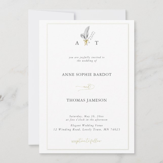 Traditional Frame Spring Lily of Valley Wedding Invitation (Front)