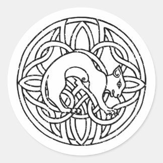 Traditional Framed Nordic Viking Cat Classic Round Sticker