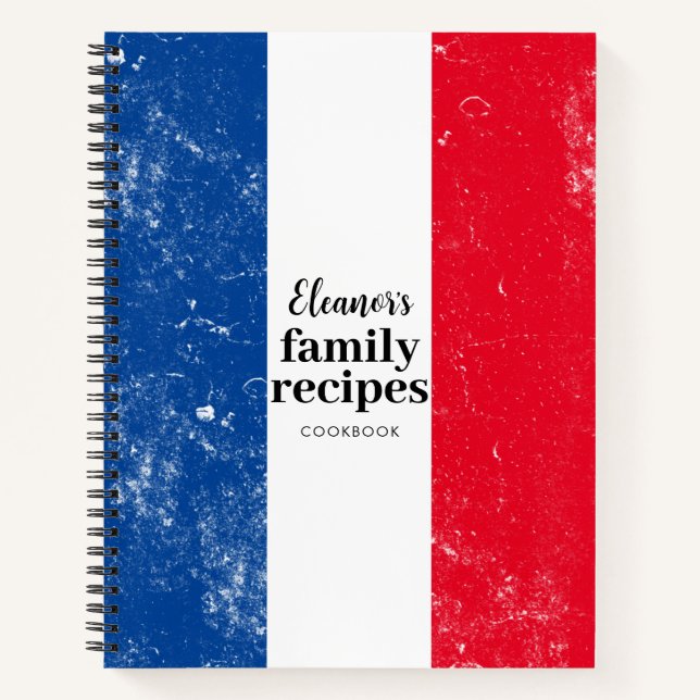 Traditional French Flag Family Recipe Cookbook Notebook (Front)