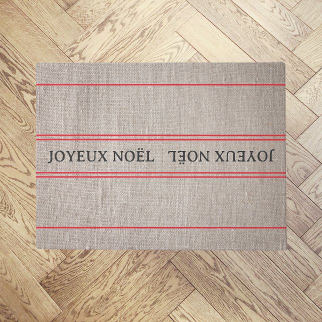 Traditional French Joyeux Noël Red Stripe Doormat (Creator Uploaded)