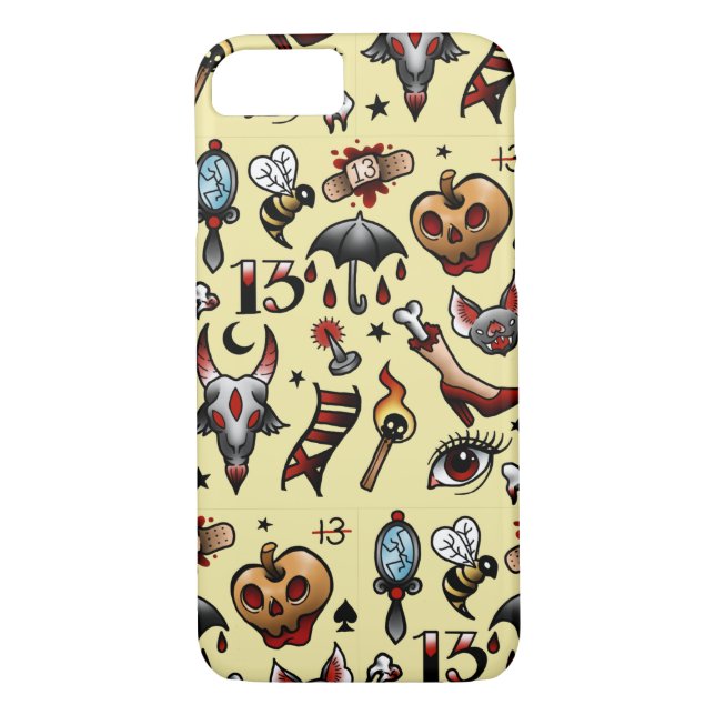 Traditional Friday 13th Tattoo Flash Phone Case (Back)